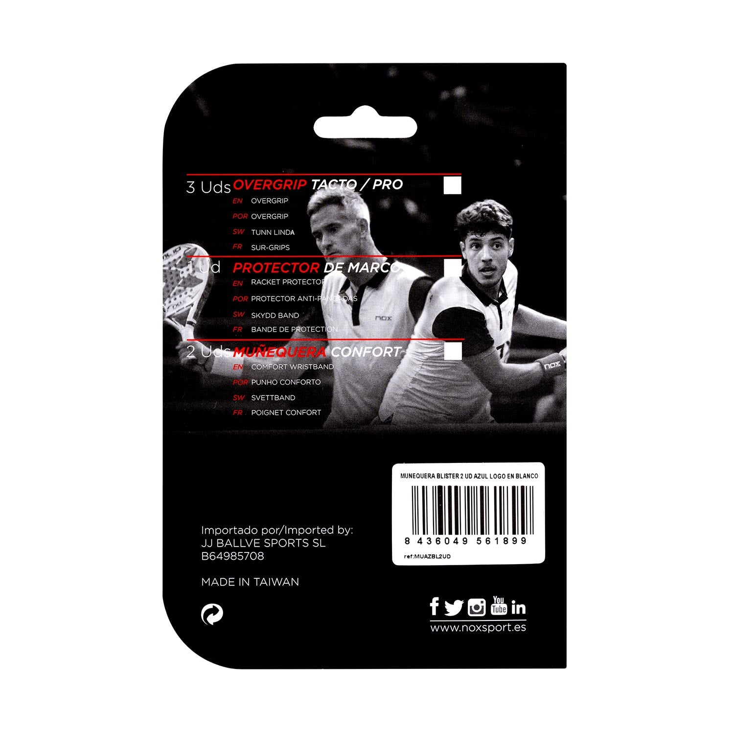 BLISTER PACK (2 UNITS) NOX BLUE WRIST BAND WITH WHITE LOGO