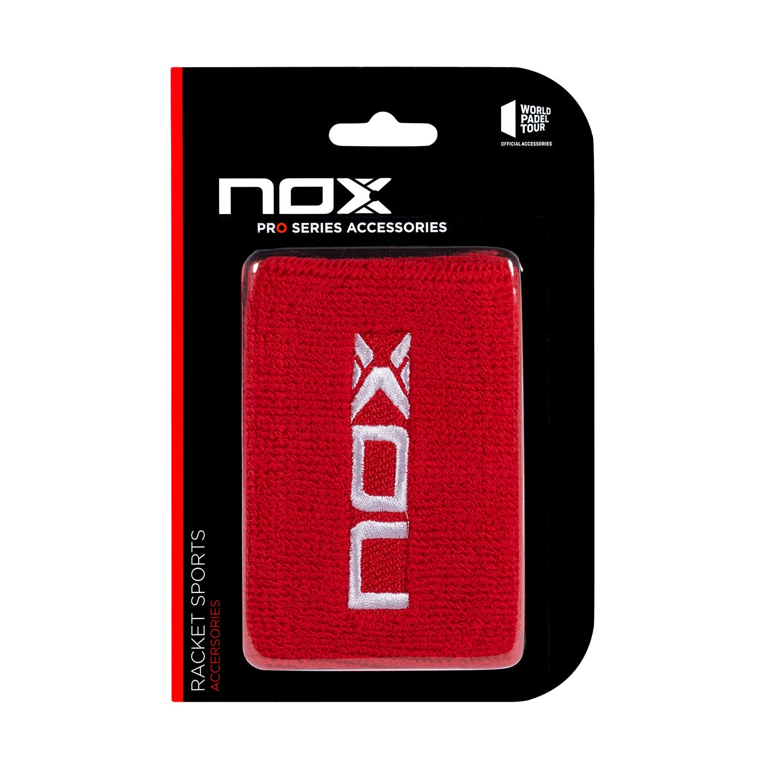 BLISTER (2 UNITS) NOX RED WRIST BAND WITH WHITE LOGO