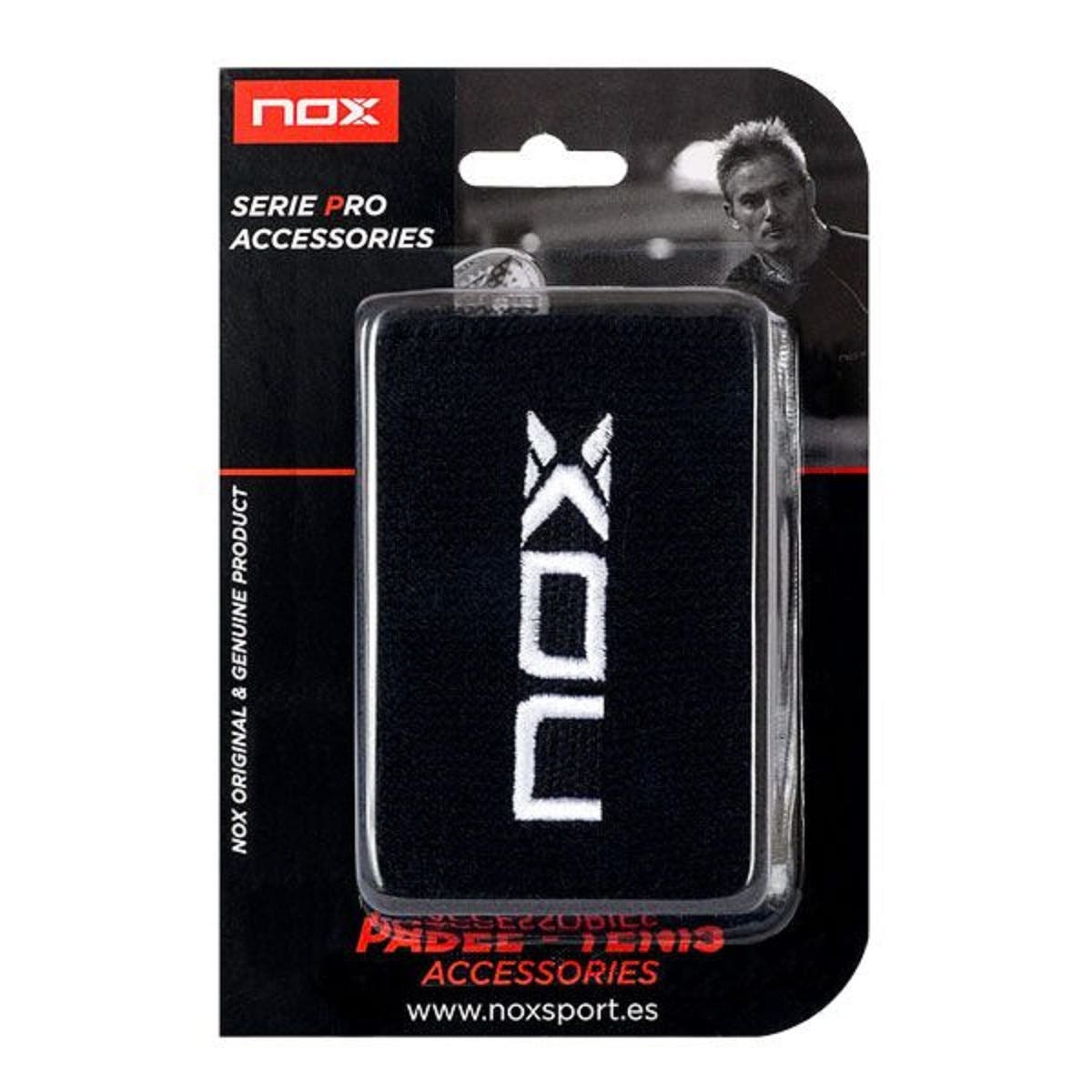 BLISTER (2 UNITS) NOX WRIST BAND BLACK WHITE LOGO MUNEGBLA