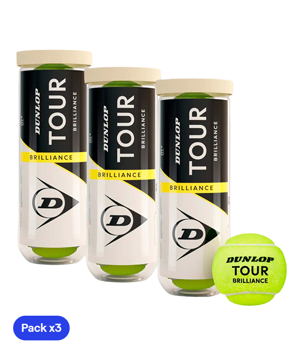 Dunlop Tour Brilliance Tennis Balls (Pack x3)