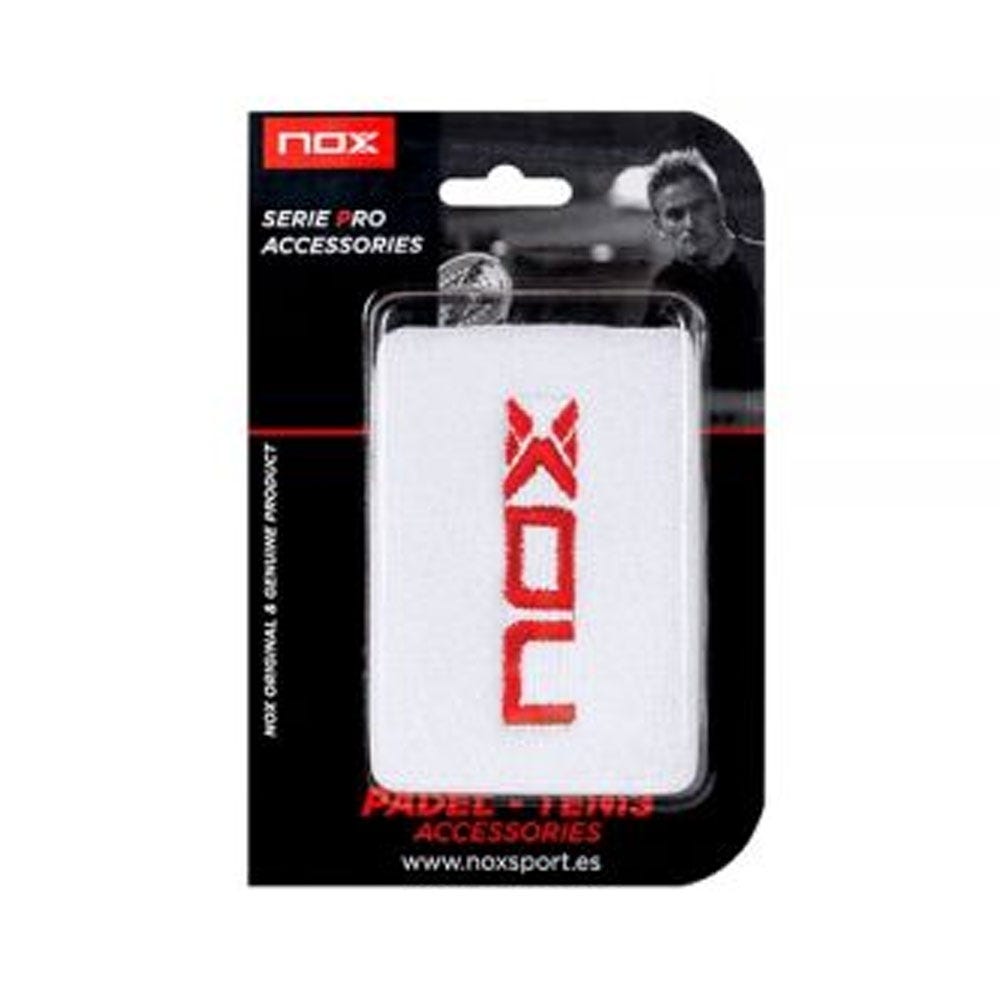 BLISTER (2 UNITS) NOX WHITE WRIST BAND WITH RED LOGO MUBLRO2UD