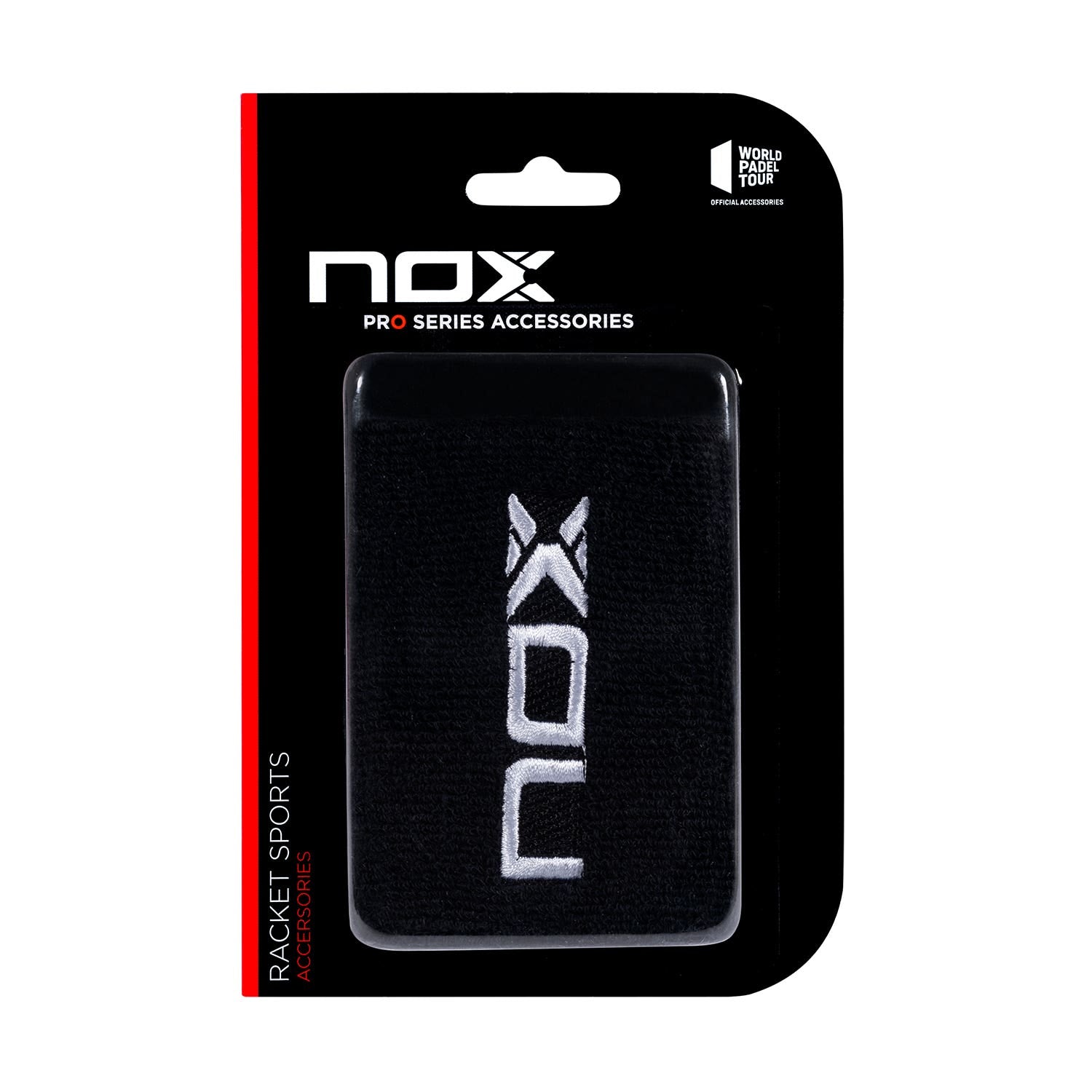 BLISTER PACK (2 UNITS) NOX WRIST BAND BLACK WITH WHITE LOGO