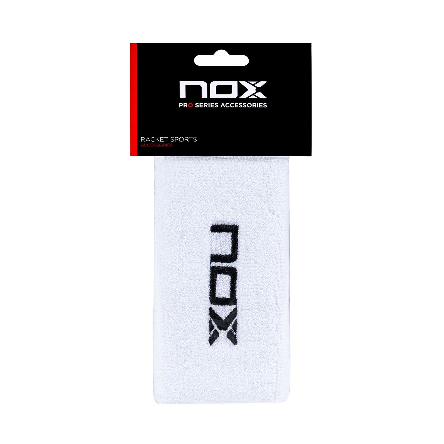 BOX OF 6 UNITS - BLISTER (2 UNITS) NOX LONG WHITE WRIST BAND WITH BLACK LOGO
