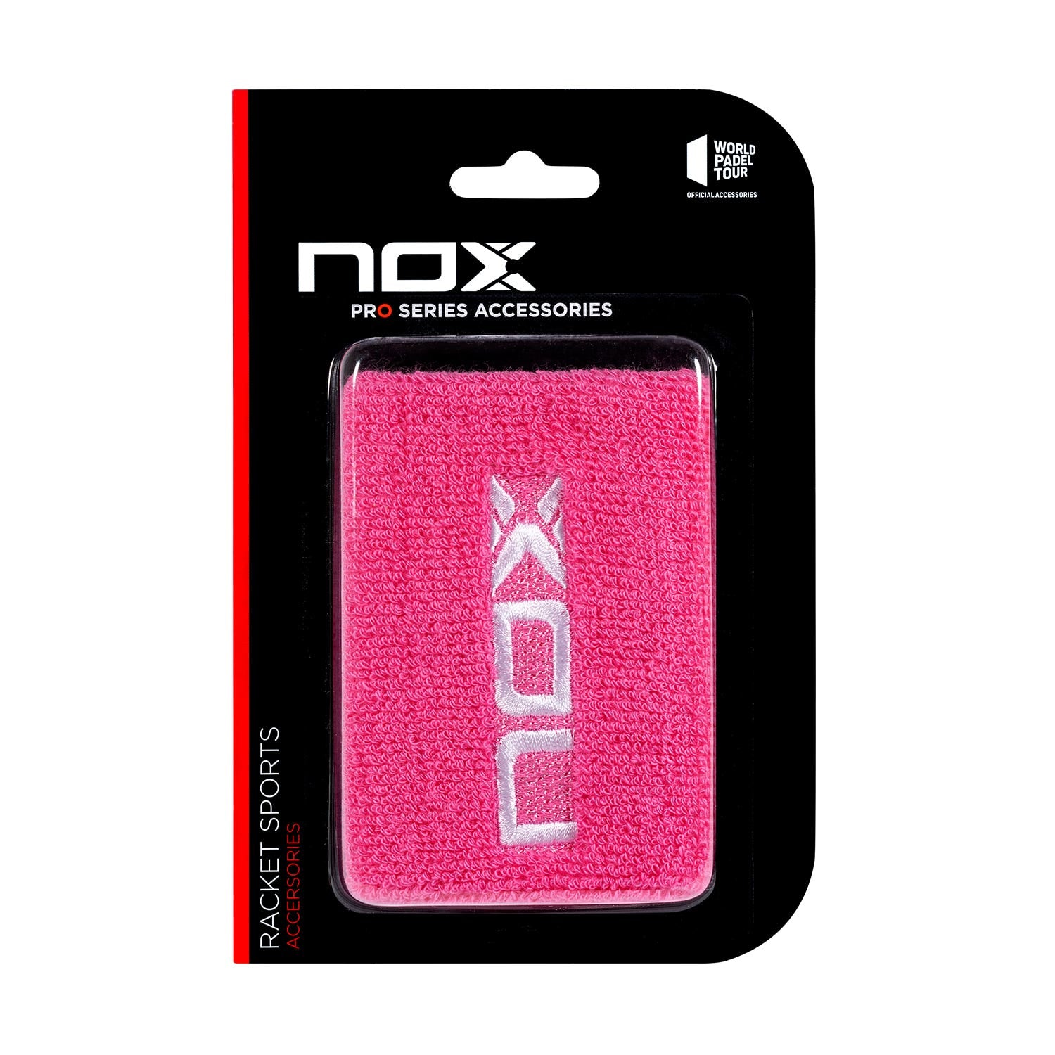 BOX OF 6 UNITS - BLISTER (2 UNITS) NOX PINK WRIST BAND WITH WHITE LOGO