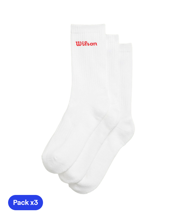 Calcetines Largos Wilson U Crew Logo Blanco 2025 (Pack x3)