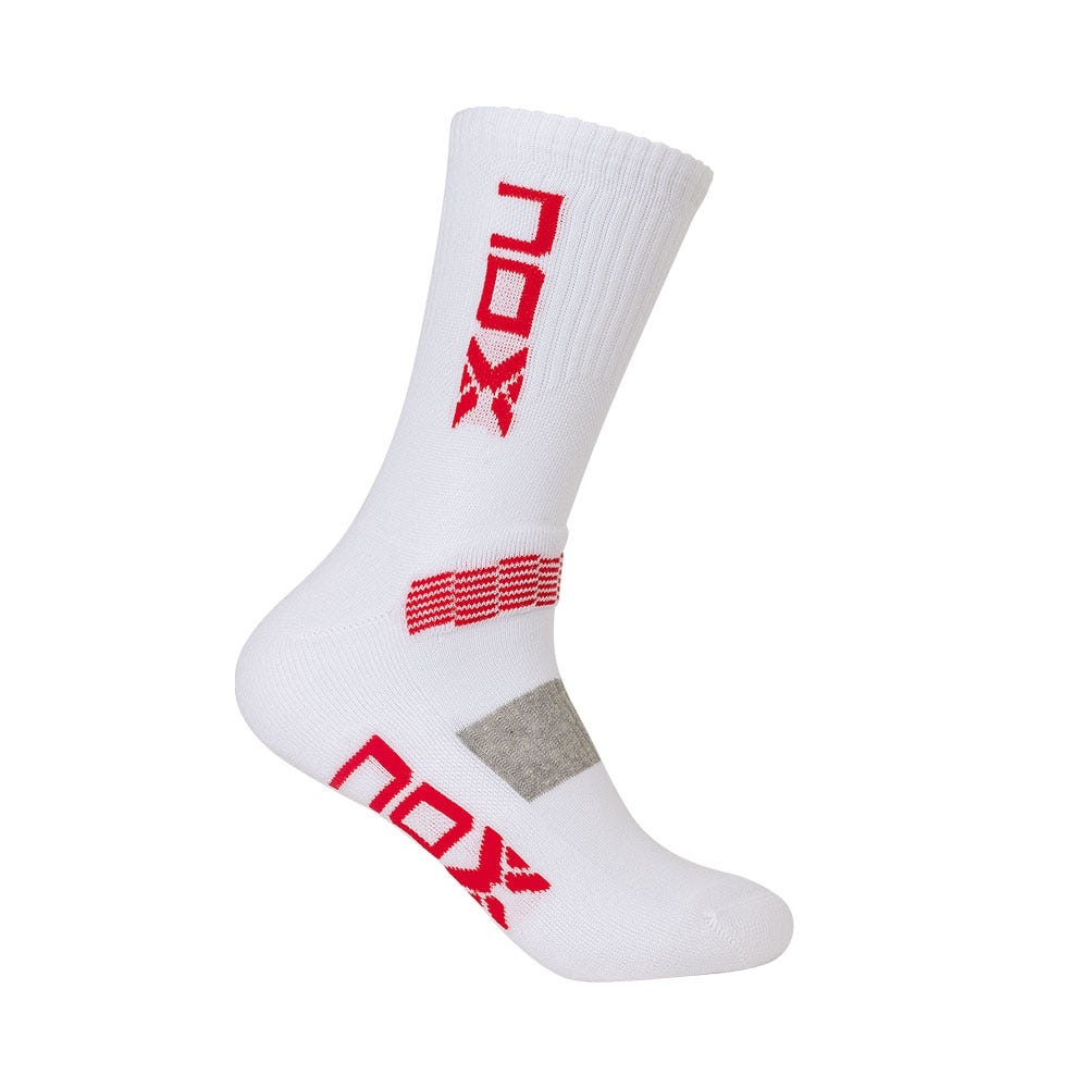 BAG OF 6 UNITS NOX TECHNICAL MID-CROWN SOCKS WHITE WITH RED VERTICAL LOGO